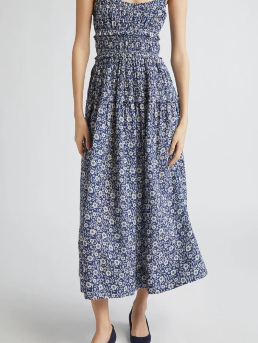 DÔEN Marianne Floral Print Smocked Maxi Dress
